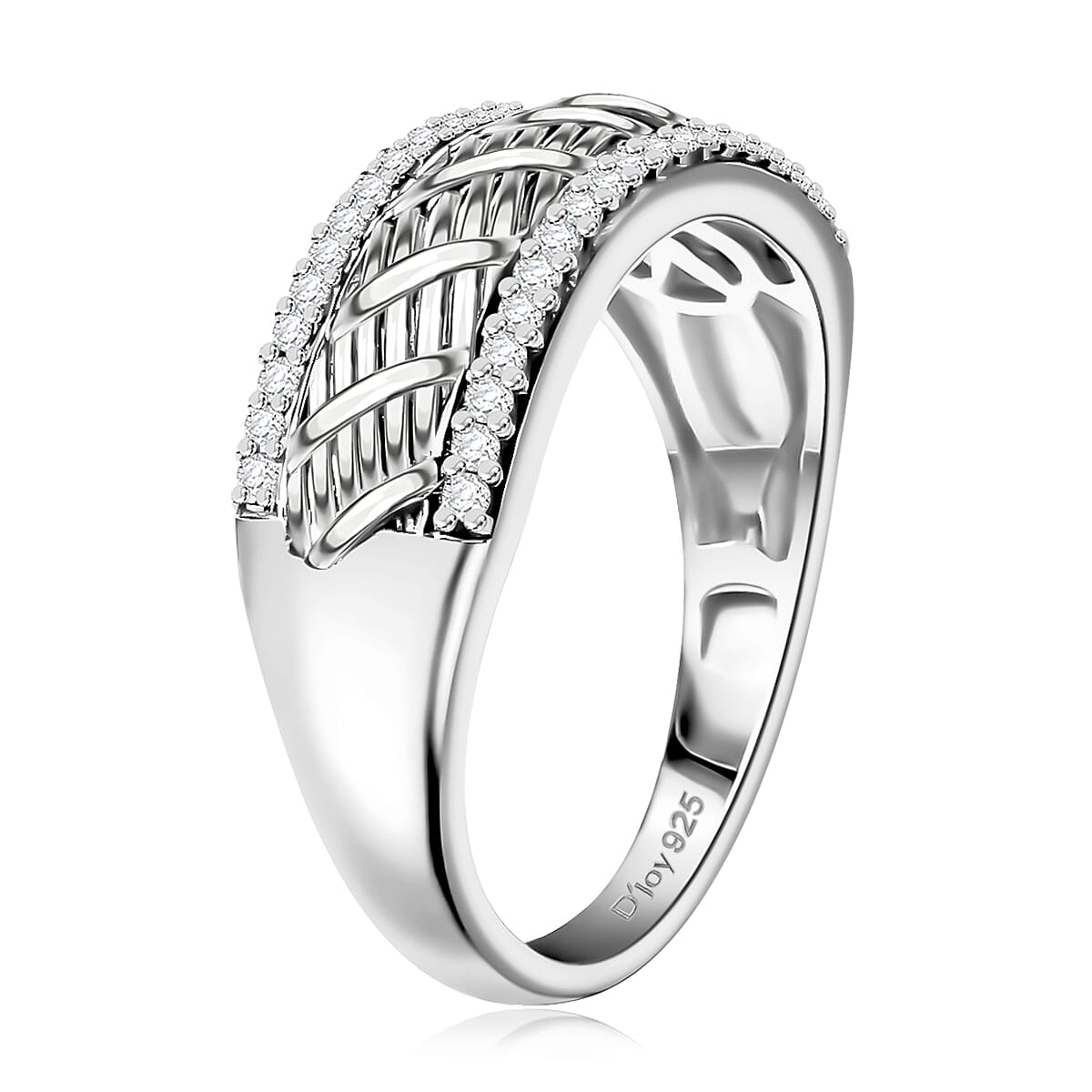 Moissanite 0.40 ctw Men's Ring in Platinum Over Sterling Silver (Size 10.0) 