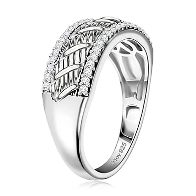 Moissanite 0.40 ctw Men's Ring in Platinum Over Sterling Silver (Size 10.0) 
