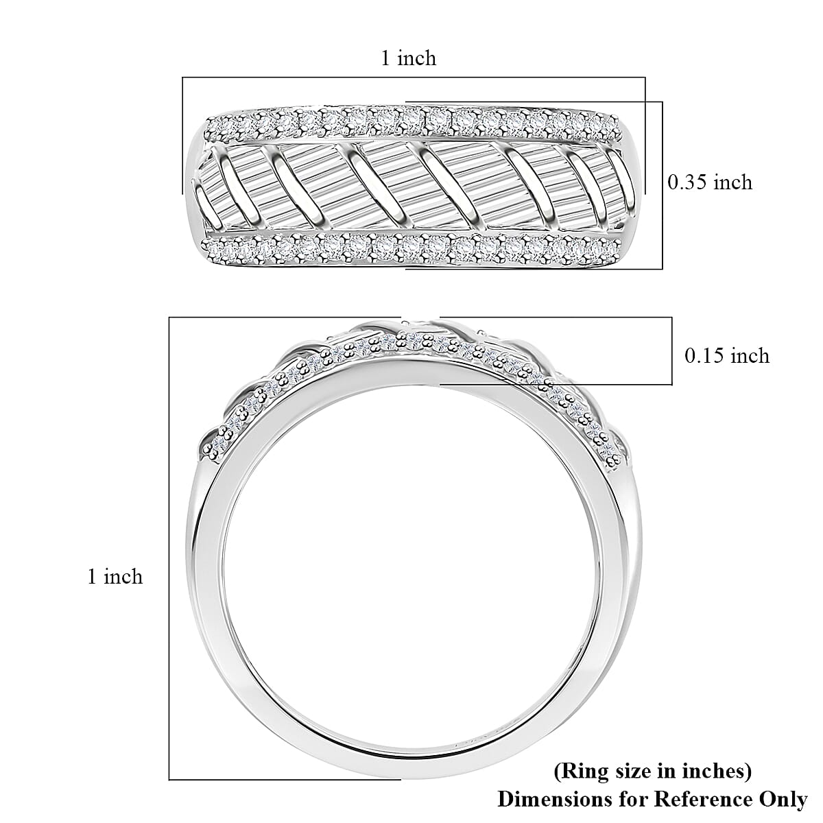 Moissanite 0.40 ctw Men's Ring in Platinum Over Sterling Silver (Size 10.0) 