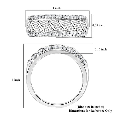 Moissanite 0.40 ctw Men's Ring in Platinum Over Sterling Silver (Size 10.0) 