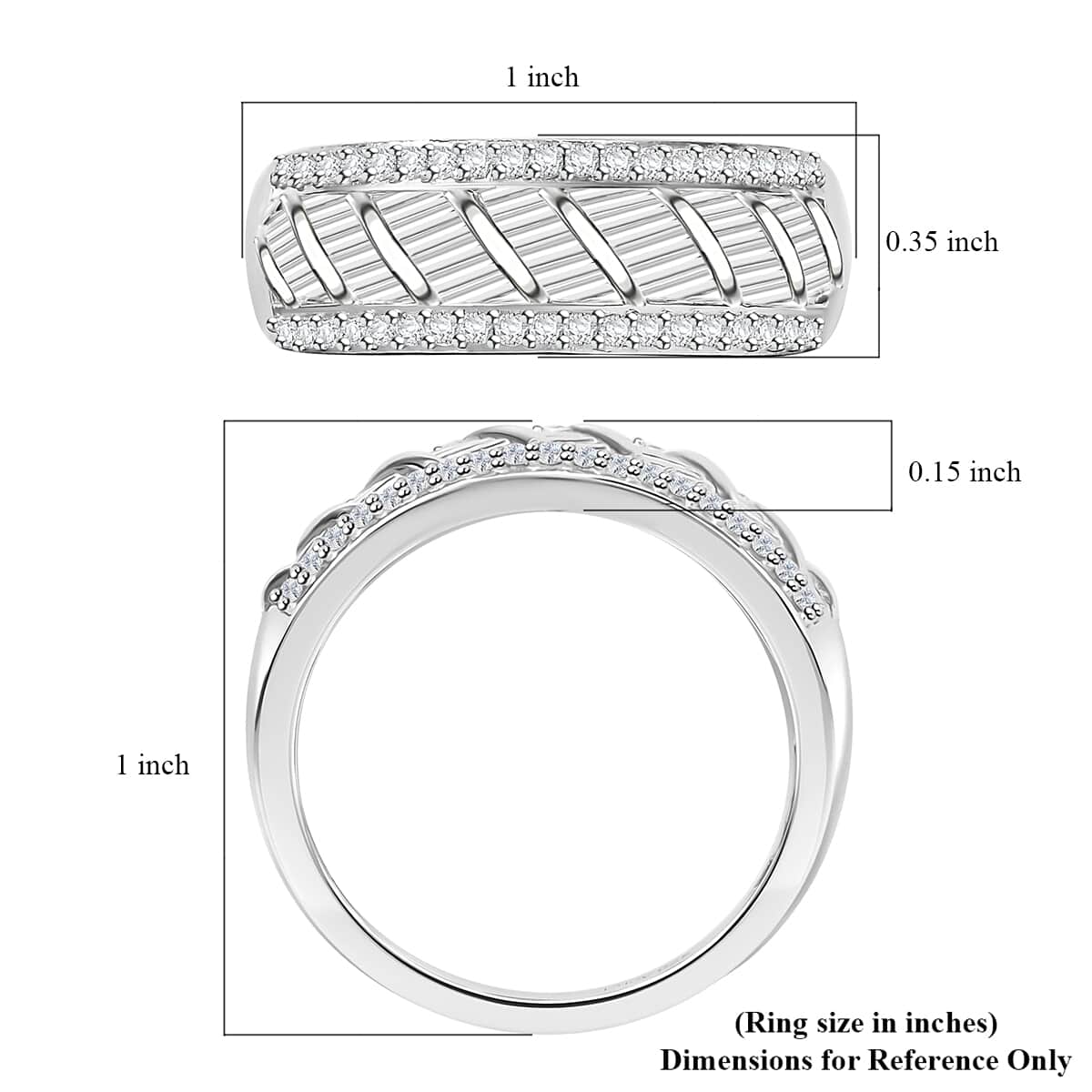 Moissanite 0.40 ctw Men's Ring in Platinum Over Sterling Silver (Size 11.0)  image number 5