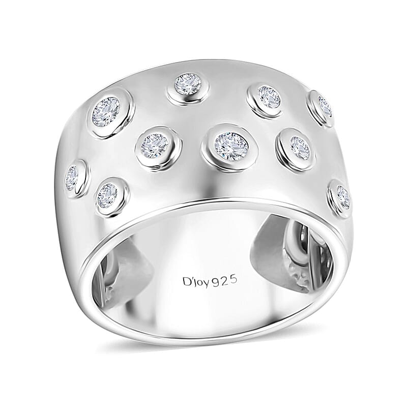 Moissanite Band Ring in Platinum Over Sterling Silver (Size 10.0) 0.35 ctw