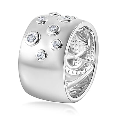Moissanite Band Ring in Platinum Over Sterling Silver (Size 10.0) 0.35 ctw