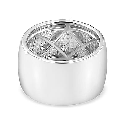 Moissanite Band Ring in Platinum Over Sterling Silver (Size 10.0) 0.35 ctw