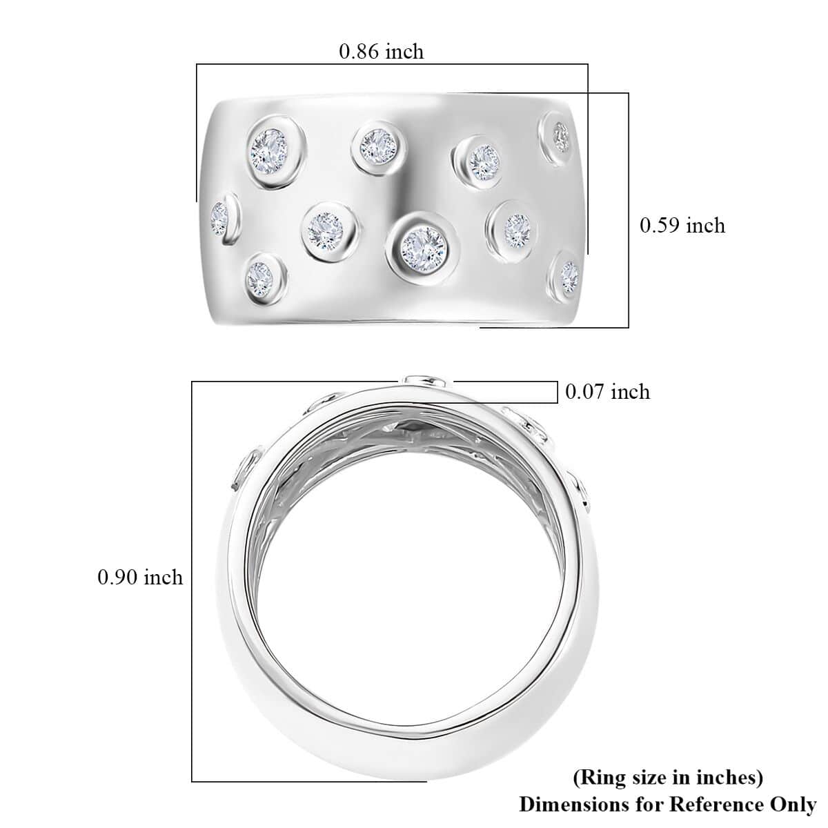 Moissanite Band Ring in Platinum Over Sterling Silver (Size 6.0) 0.35 ctw image number 5