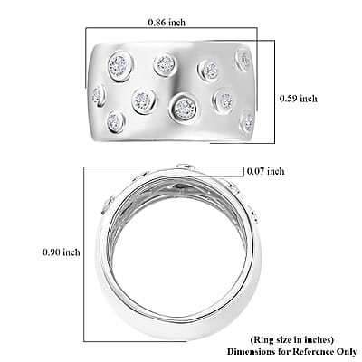 Moissanite Band Ring in Platinum Over Sterling Silver (Size 10.0) 0.35 ctw