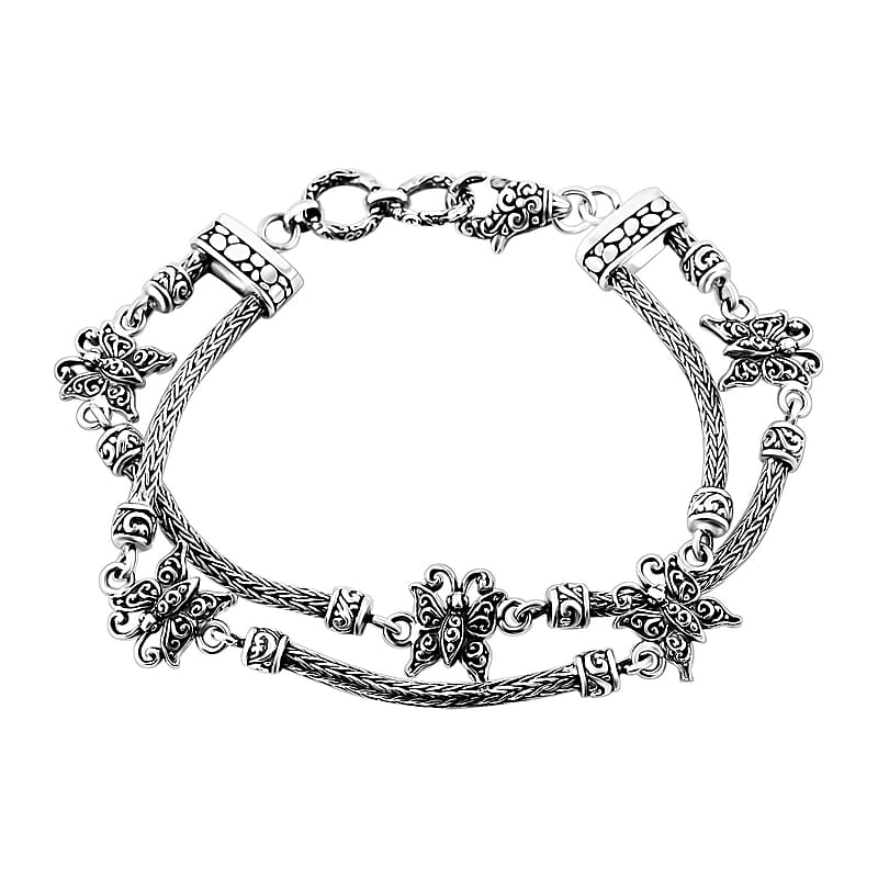 Bali Legacy Sterling Silver Butterfly Bracelet (8.00 In) 22.90 Grams
