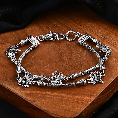 Bali Legacy Sterling Silver Butterfly Bracelet (8.00 In) 22.90 Grams