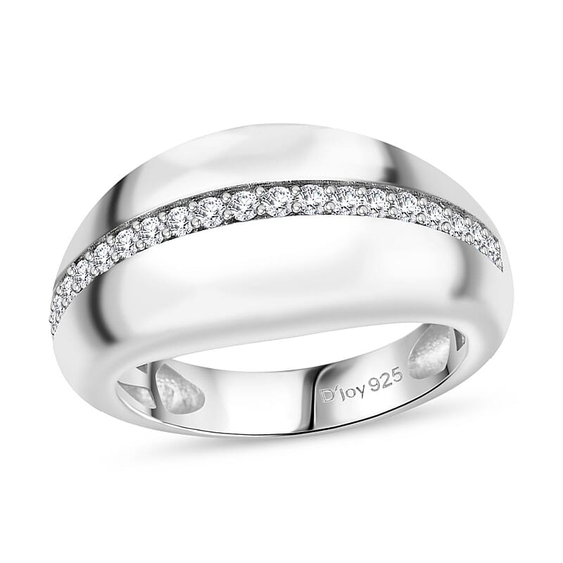Moissanite Ring in Platinum Over Sterling Silver (Size 10.0) 0.40 ctw