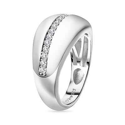Moissanite Ring in Platinum Over Sterling Silver (Size 10.0) 0.40 ctw
