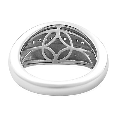 Moissanite Ring in Platinum Over Sterling Silver (Size 10.0) 0.40 ctw