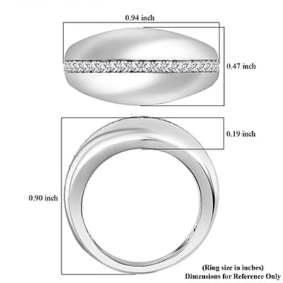 Moissanite Ring in Platinum Over Sterling Silver (Size 10.0) 0.40 ctw