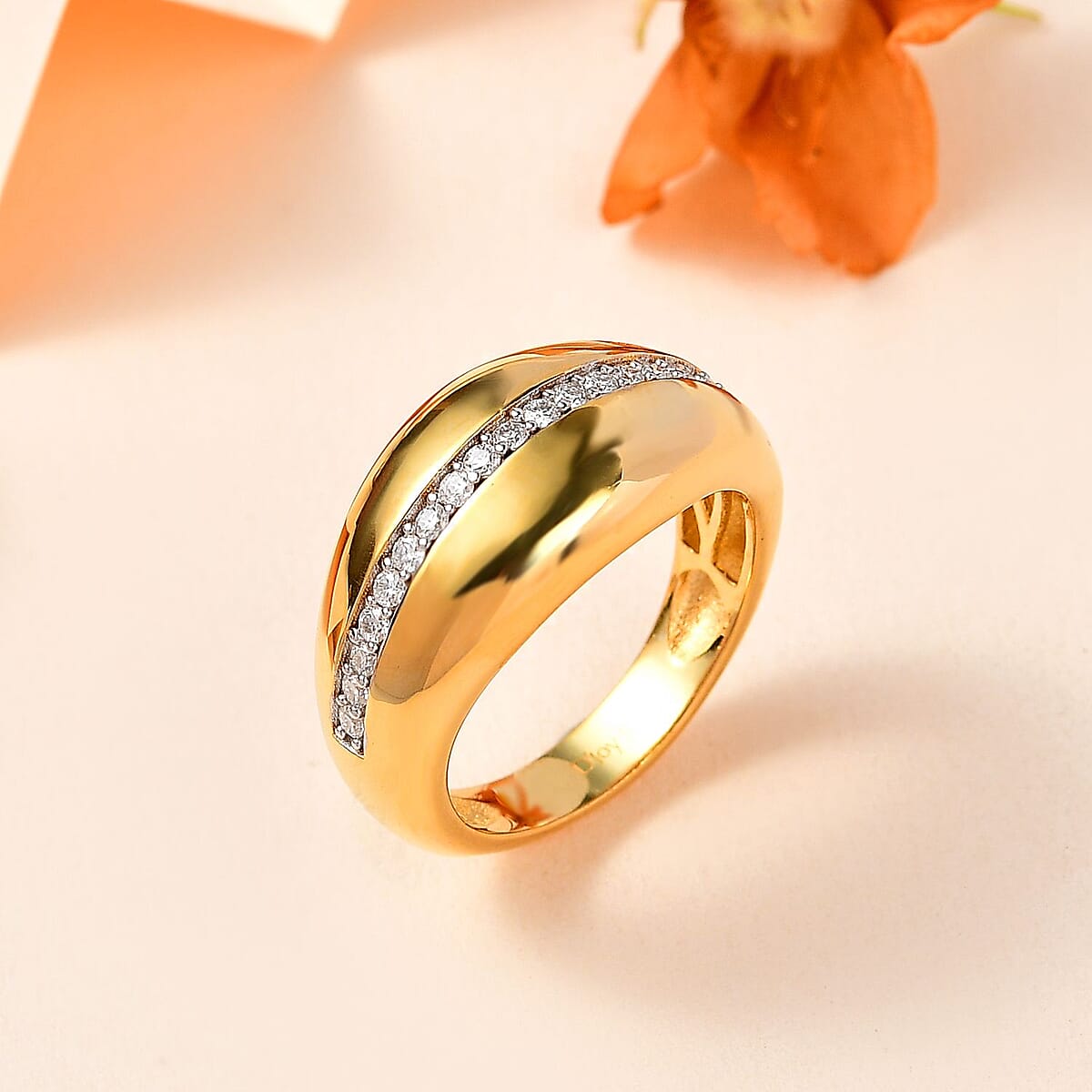 Moissanite Ring in Vermeil Yellow Gold Over Sterling Silver (Size 10.0) 0.40 ctw image number 1