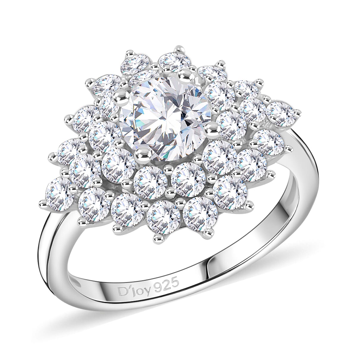 Moissanite Floral Ring in Platinum Over Sterling Silver (Size 10.0) 2.75 ctw