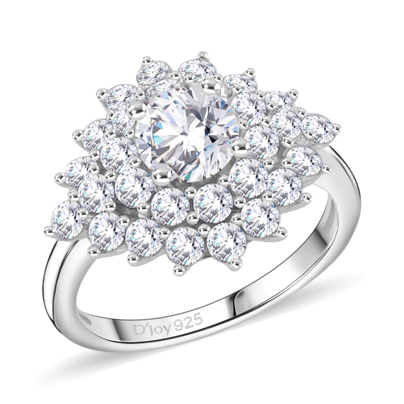 Moissanite Floral Ring in Platinum Over Sterling Silver (Size 10.0) 2.75 ctw