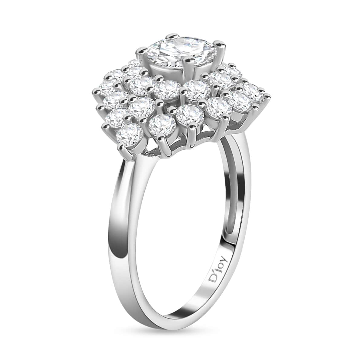 Moissanite Floral Ring in Platinum Over Sterling Silver (Size 10.0) 2.75 ctw image number 3