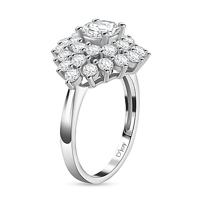Moissanite Floral Ring in Platinum Over Sterling Silver (Size 10.0) 2.75 ctw