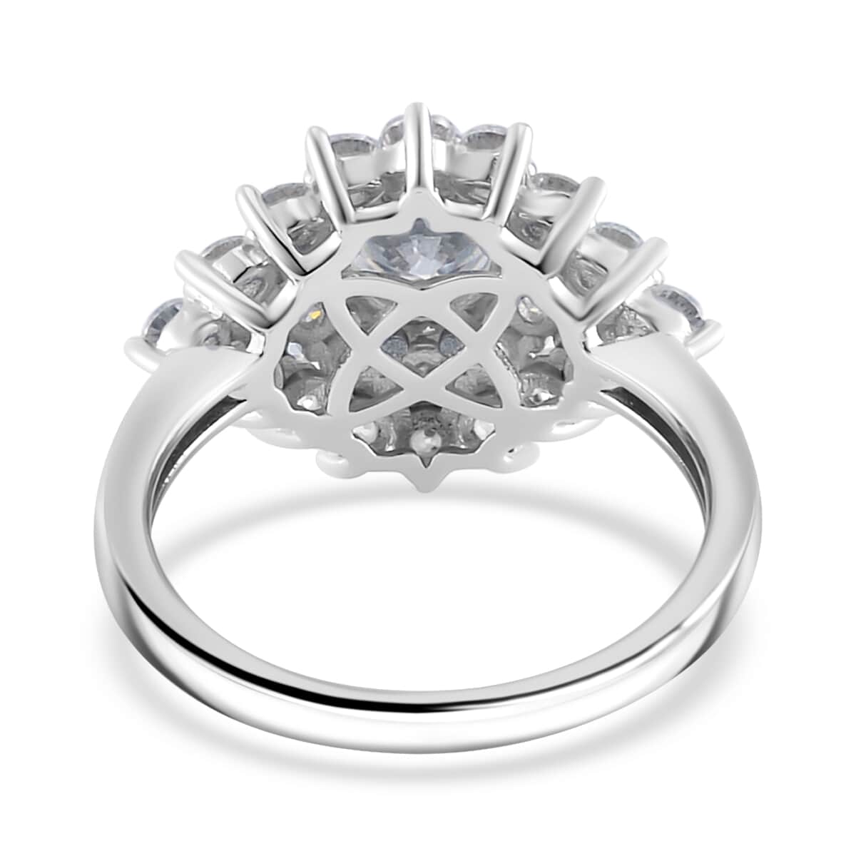 Moissanite Floral Ring in Platinum Over Sterling Silver (Size 10.0) 2.75 ctw image number 4