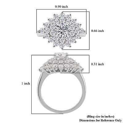 Moissanite Floral Ring in Platinum Over Sterling Silver (Size 10.0) 2.75 ctw