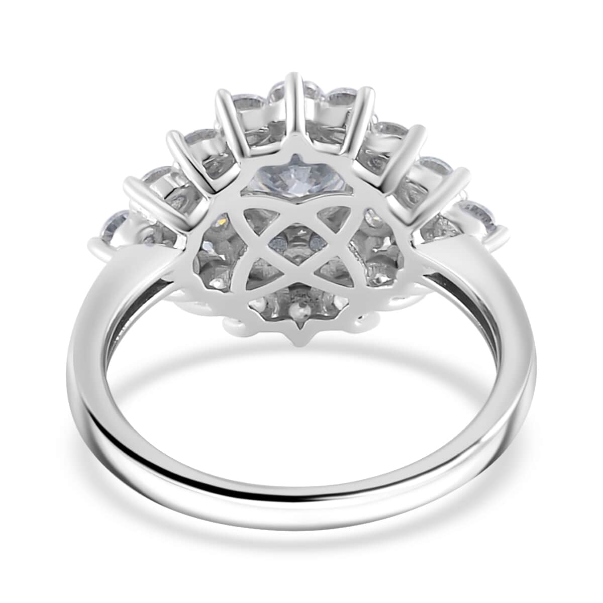 Moissanite Floral Ring in Platinum Over Sterling Silver (Size 5.0) 2.75 ctw image number 4