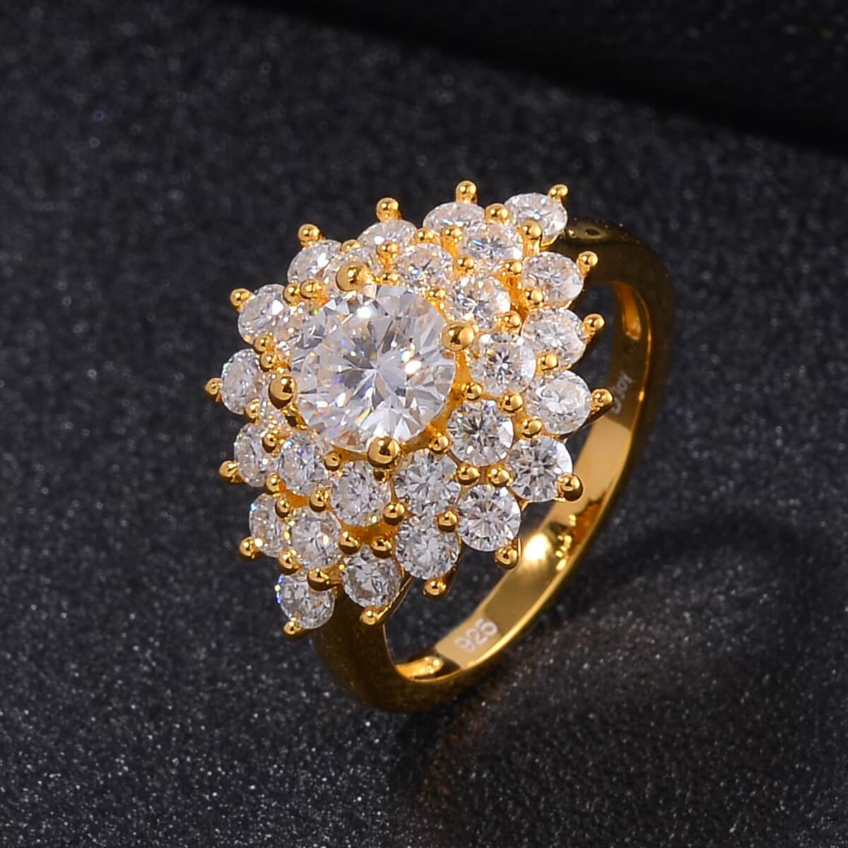 Moissanite Floral Ring in Vermeil Yellow Gold Over Sterling Silver (Size 8.0) 2.60 ctw image number 1