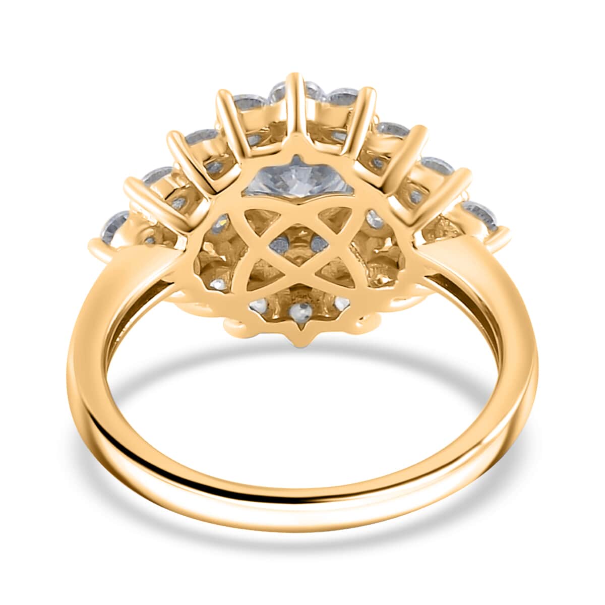 Moissanite Floral Ring in Vermeil Yellow Gold Over Sterling Silver (Size 8.0) 2.60 ctw image number 4