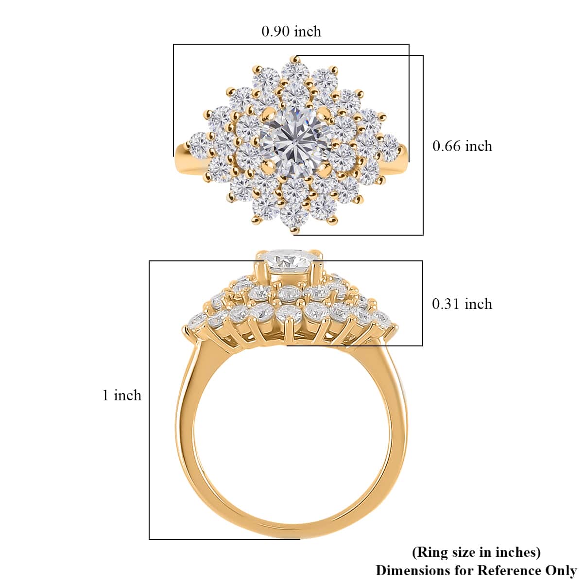 Moissanite Floral Ring in Vermeil Yellow Gold Over Sterling Silver (Size 8.0) 2.60 ctw image number 5