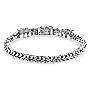D'Joy Bali Legacy Double Face Dragon Bracelet in Sterling Silver (7.25 In) 43.70 Grams