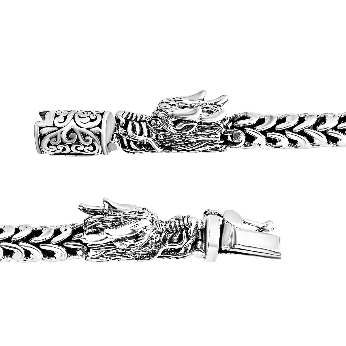 Bali Legacy Double Face Dragon Bracelet in Sterling Silver (7.25 In) 43.70 Grams image number 4