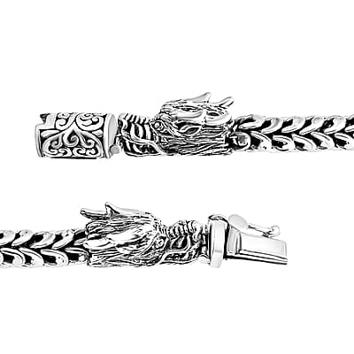 D'Joy Bali Legacy Double Face Dragon Bracelet in Sterling Silver (7.25 In) 43.70 Grams