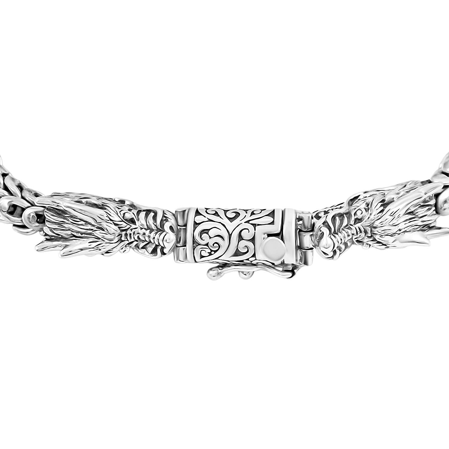 D'Joy Bali Legacy Sterling Silver Double Face Dragon Bracelet (8.00 In) 43.70 Grams