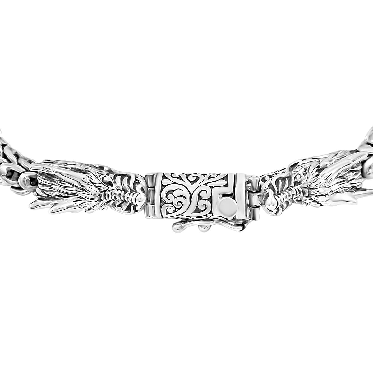 D'Joy Bali Legacy Sterling Silver Double Face Dragon Bracelet (8.00 In) 43.70 Grams image number 2