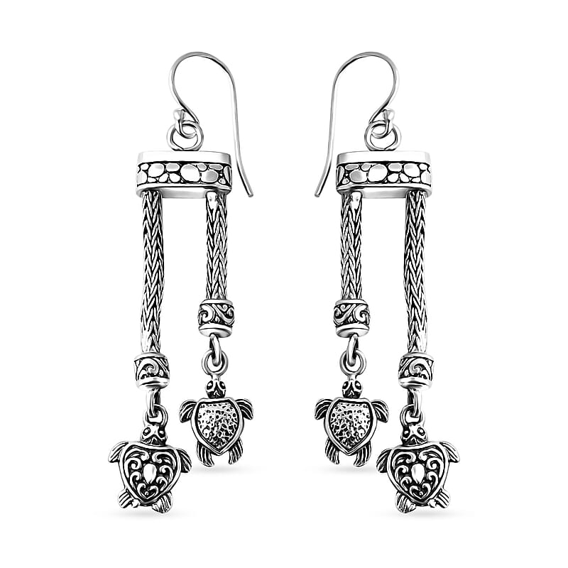 Bali Legacy Sterling Silver Turtle Earrings 11.90 Grams