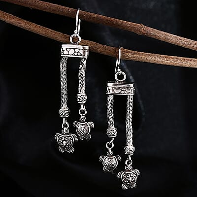 Bali Legacy Sterling Silver Turtle Earrings 11.90 Grams