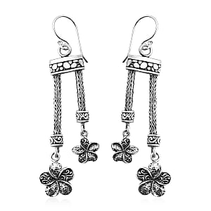 Bali Legacy Sterling Silver Frangipani Flower Earrings 12.10 Grams