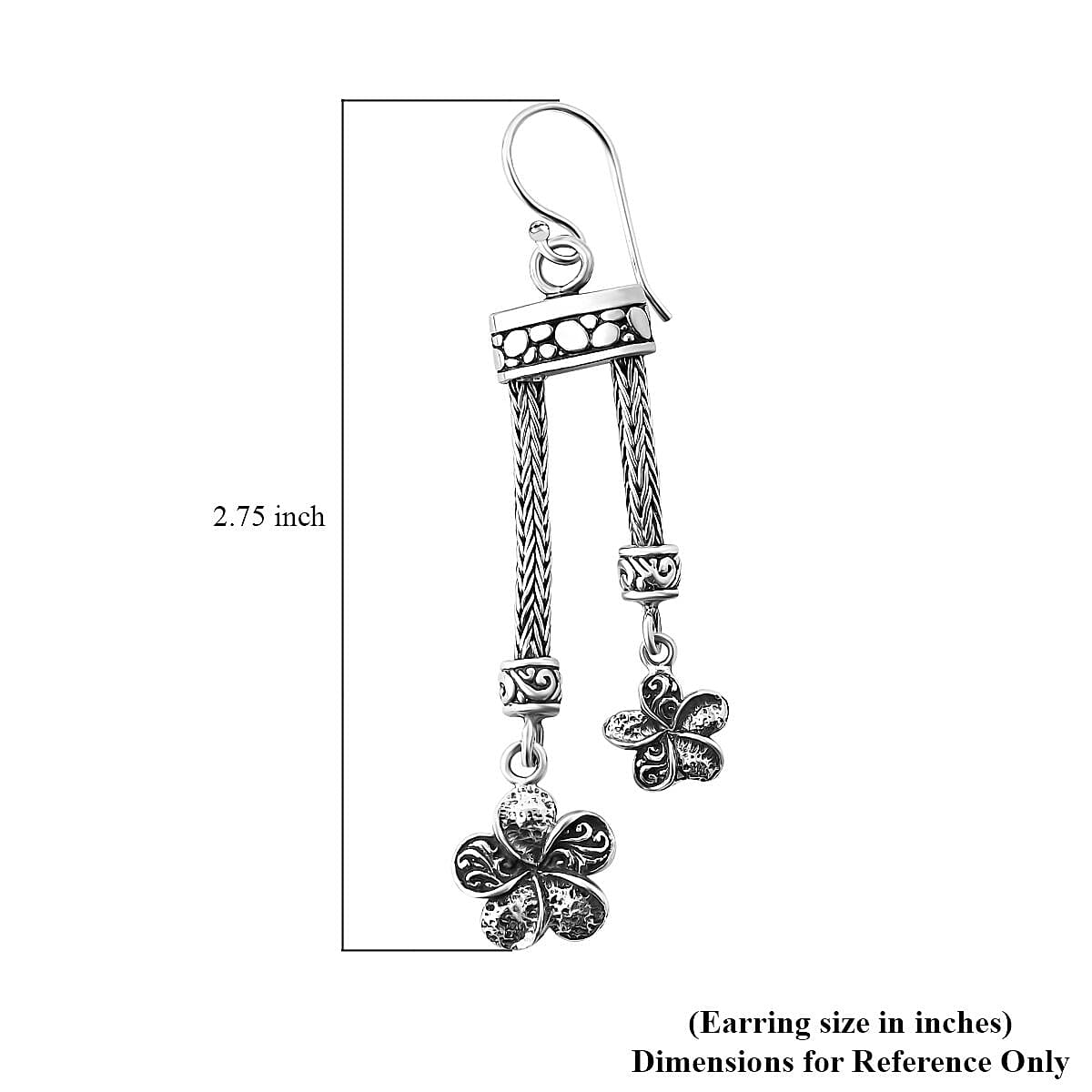 Bali Legacy Sterling Silver Frangipani Flower Earrings 12.10 Grams image number 4
