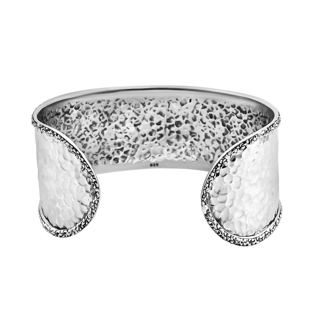 Bali Legacy Multi Gemstone 5.35 ctw Hammer Texture Cuff Bracelet in Sterling Silver (7.25 In) image number 4