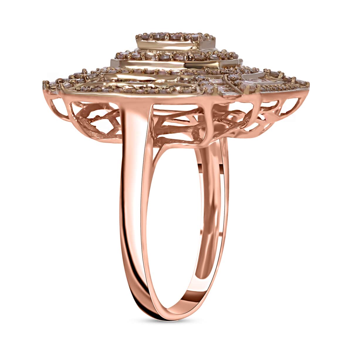 Natural Champagne Diamond Ring in Vermeil Rose Gold Over Sterling Silver (Size 5.0) 1.50 ctw image number 3