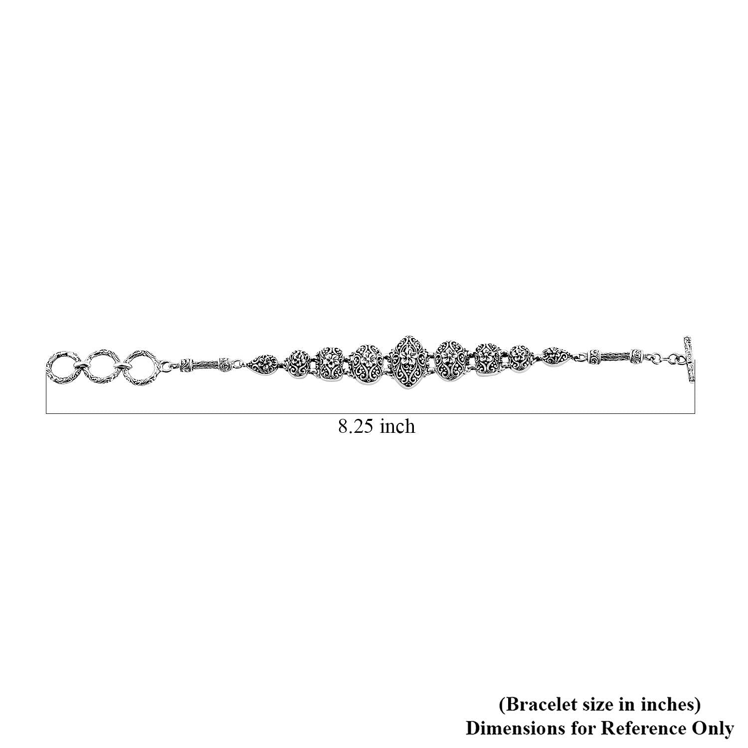 Bali Legacy Sterling Silver Frangipani Flower Bracelet (6.50-8.25In) 19.80 Grams