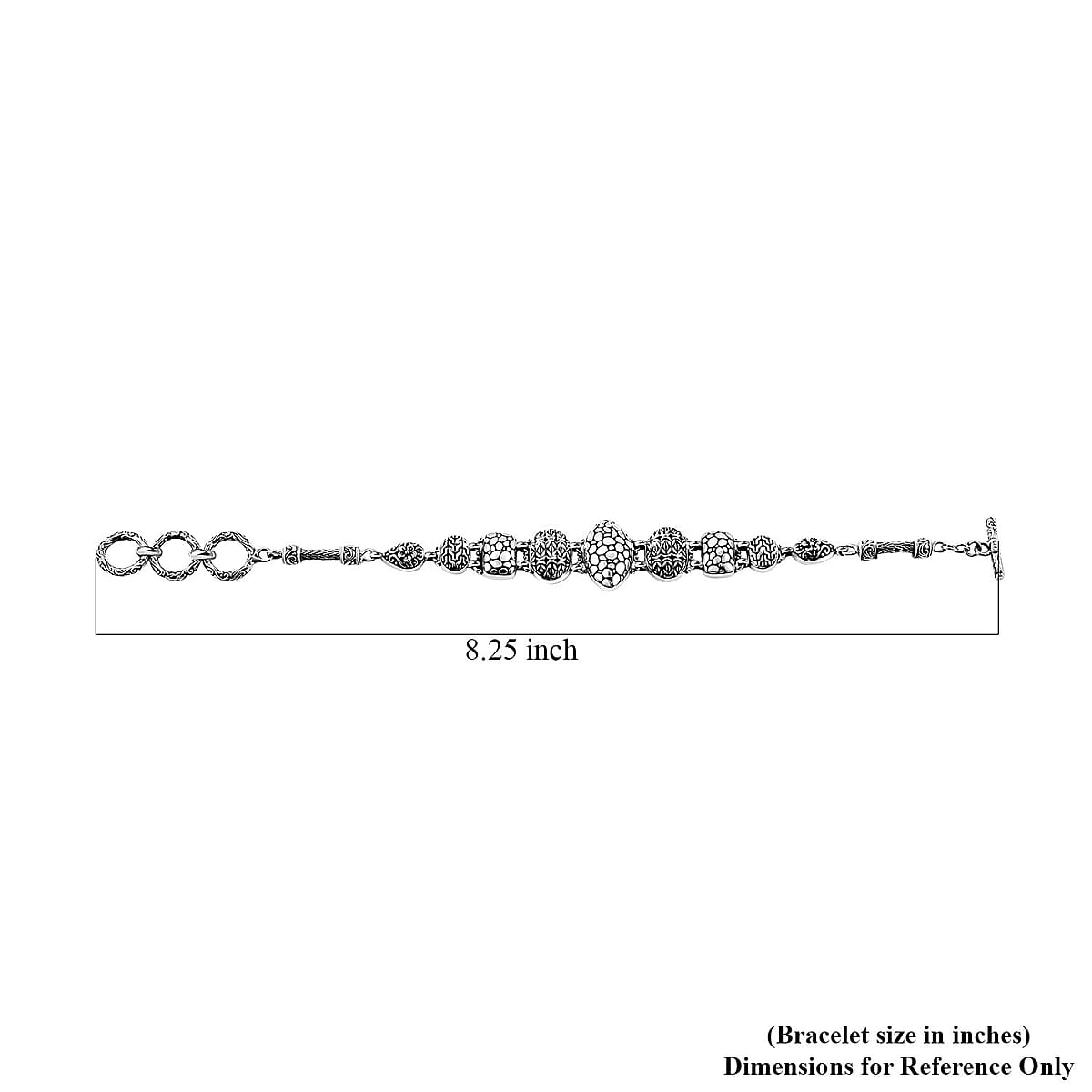 Bali Legacy Sterling Silver Multi Pattern Borobudur, Flower and Tulang Naga Bracelet (6.50-8.25In) 19.80 Grams image number 4