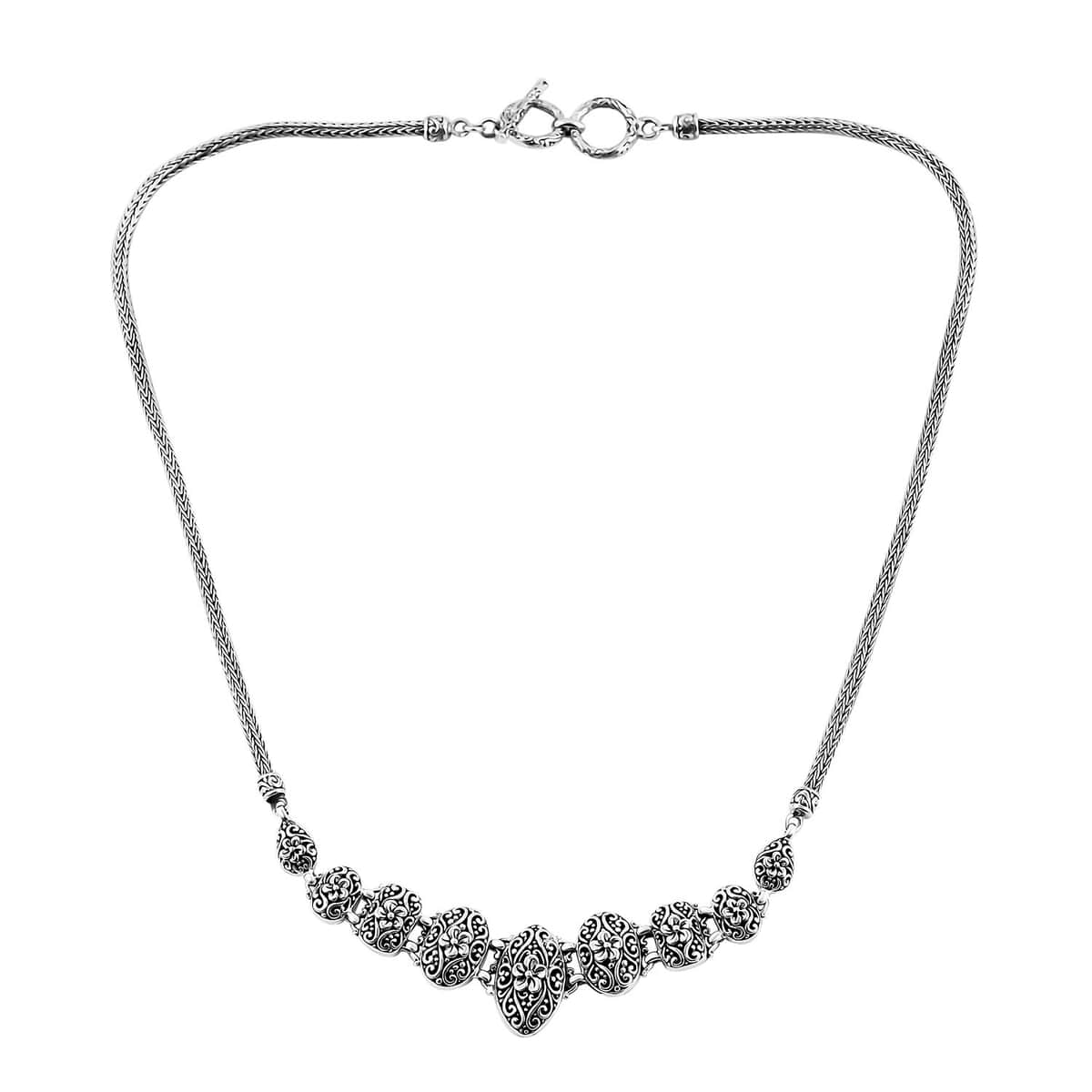 TLV Bali Legacy Sterling Silver Frangipani Flower Necklace (20-21.50 Inches) (27.40 g) image number 0