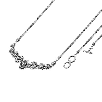 Bali Legacy Sterling Silver Frangipani Flower Necklace 20-21.50 Inches 27.40 Grams