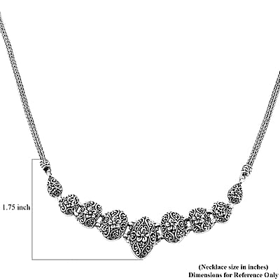Bali Legacy Sterling Silver Frangipani Flower Necklace 20-21.50 Inches 27.40 Grams