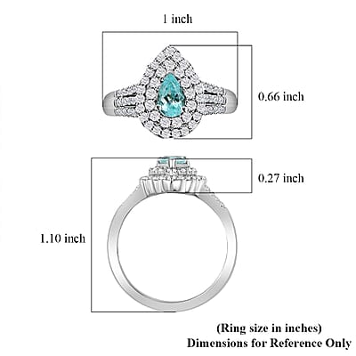 Certified & Appraised Rhapsody 950 Platinum AAAA Paraiba Tourmaline and E-F VS Diamond Double Halo Ring (Size 9.0) 10.35 Grams 2.35 ctw