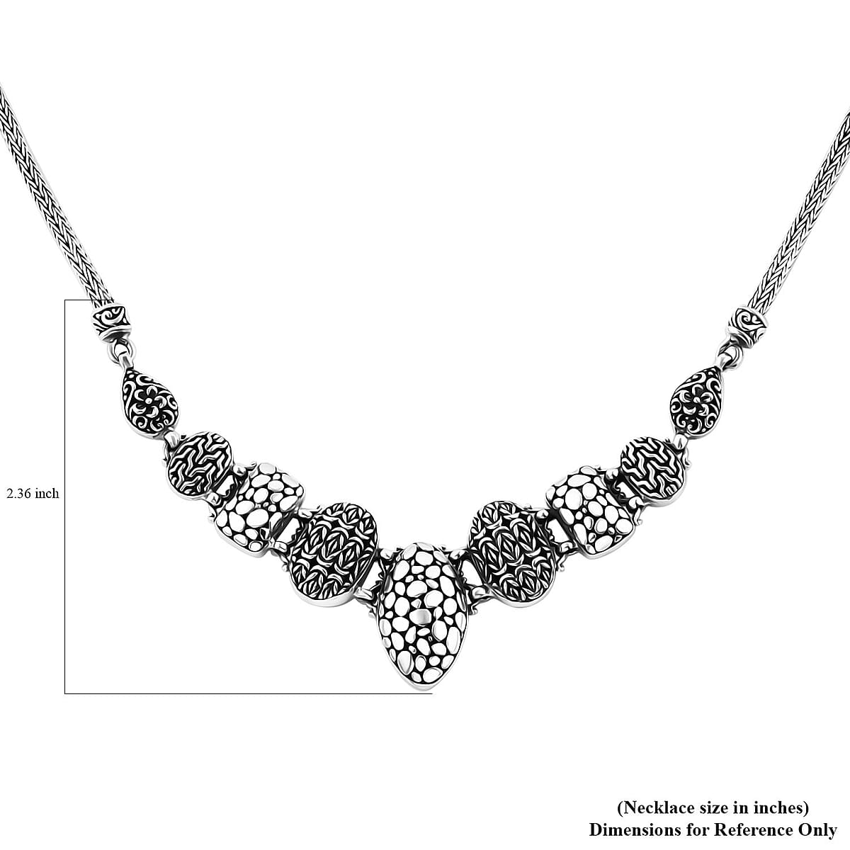 Bali Legacy Sterling Silver Borobudur, Tulang Naga and Flower Necklace (20-21.50 Inches) 27.40 Grams image number 6