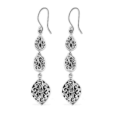Bali Legacy Sterling Silver Frangipani Flower Earrings 8.25 Grams