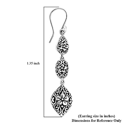 Bali Legacy Sterling Silver Frangipani Flower Earrings 8.25 Grams