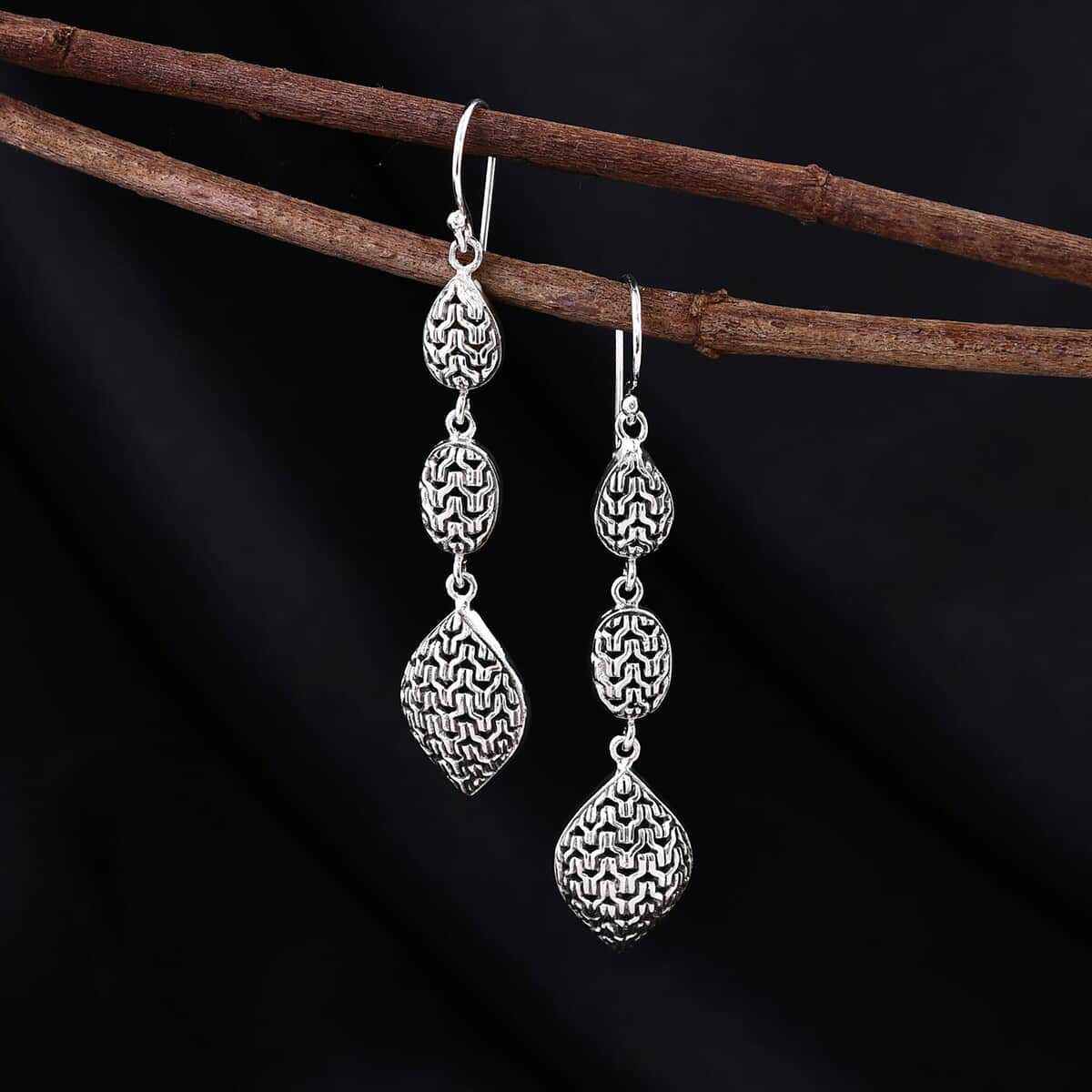 Bali Legacy Sterling Silver Tulang Naga Earrings 8.25 Grams image number 1