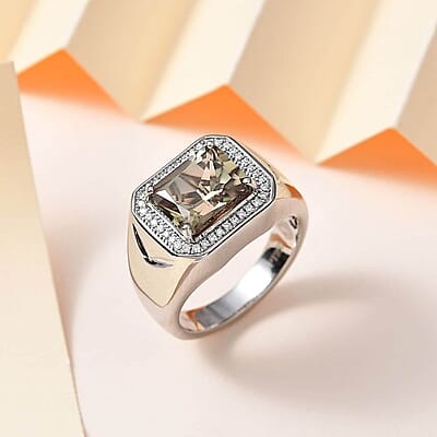 Rhapsody AAAA Turkizite and E-F VS Diamond 6.15 ctw Men's Ring in 950 Platinum (Size 10.0) 17.50 Grams