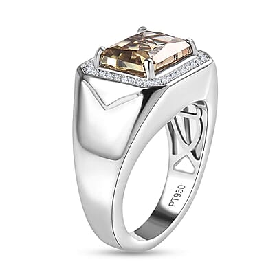 Rhapsody AAAA Turkizite and E-F VS Diamond 6.15 ctw Men's Ring in 950 Platinum (Size 10.0) 17.50 Grams